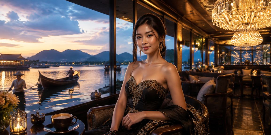 အင်လေးကန်ေဘးတွင် 2D စလော့ဂိမ်းကစားနေသော မြန်မာပုံပြင်မော်ဒယ်